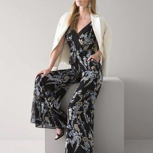 Seeking! White House Black Market Sleeveless Burnout V-Neck Jumpsuit in Wisteria